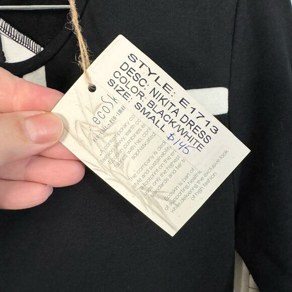 ECO SKIN Nikita Bodycon Mini Dress S Organic Cotton Party Evening Black USA NWT - Picture 8 of 9